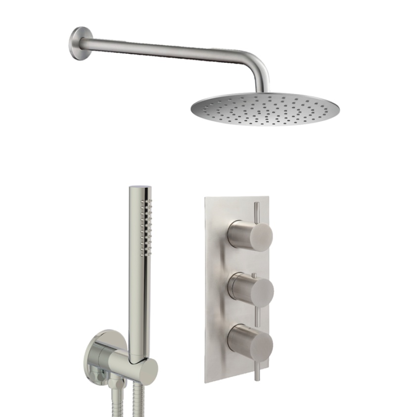 product cut out image of JTP Inox Brushed Stainless Steel 2 Outlet, 3 Control Shower Pack with Handset